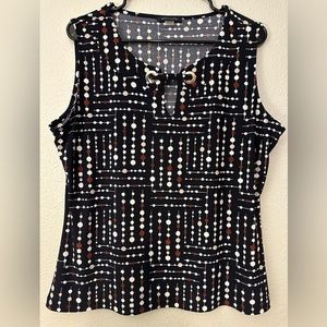 Tommy Hilfiger Circle Square Pattern Women’s Tank Top Blouse Blue Sleeveless